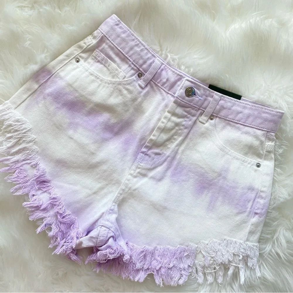 Wild Fable High Rise Tie Dye Frayed Denim Shorts